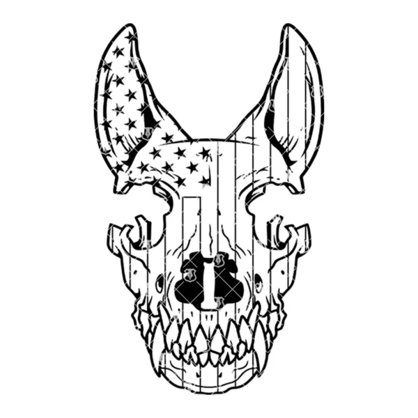 K9 Dog Skull American Flag Outline - Image 2