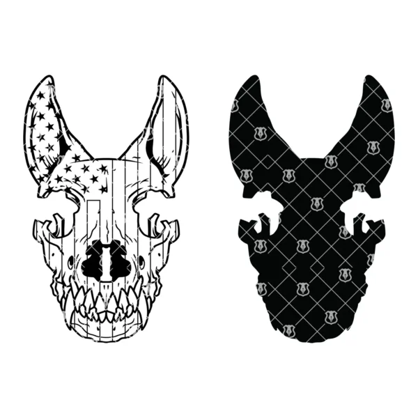 K9 Dog Skull American Flag Outline - Image 3