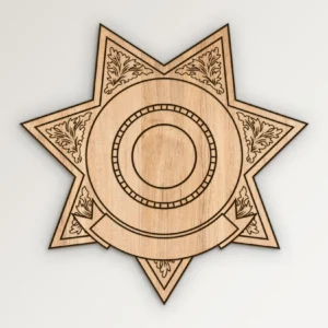 Blank 7 Point Star Badge v12 with Banner SVG Vector911