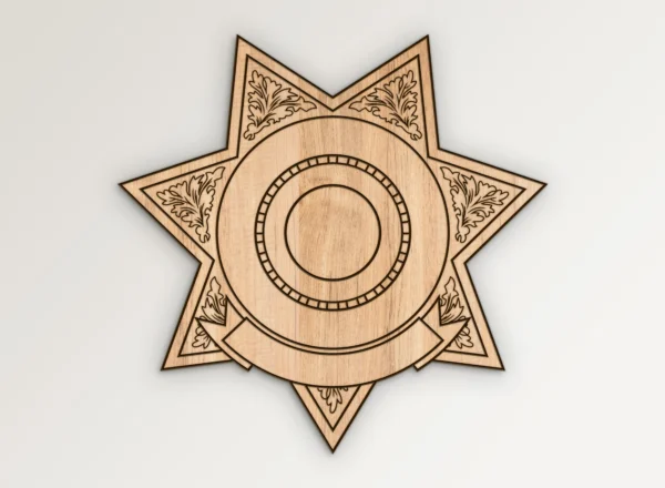 Blank 7 Point Star Badge v12 with Banner SVG Vector911