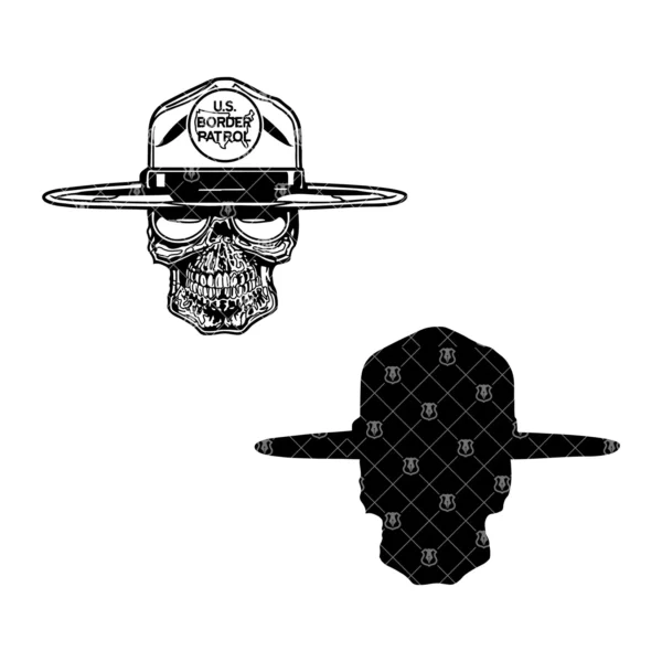 US Border Patrol Agent Skull with Shades Graphic - Image 3