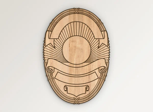 Blank Oval Shaped Police Badge v9 SVG Vector911