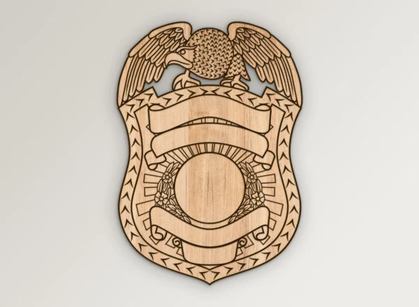 Blank Eagle Topped Police Badge v11 SVG Vector911