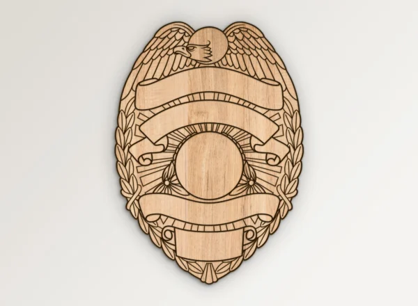 Blank Eagle Topped Police Badge v12 SVG Vector911