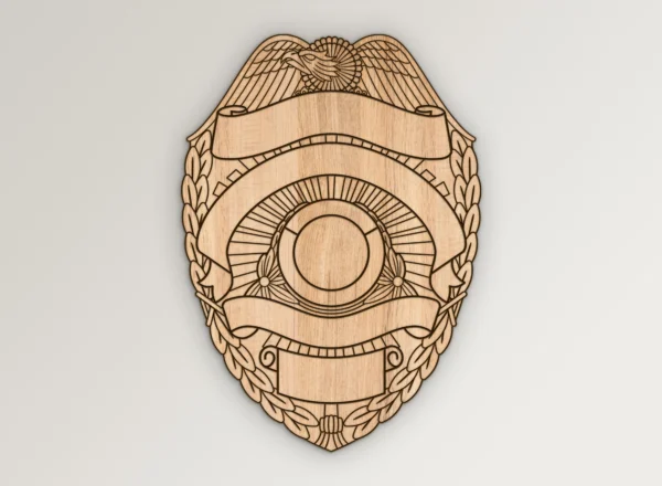 Blank Eagle Topped Police Badge Design v23 SVG Vector911