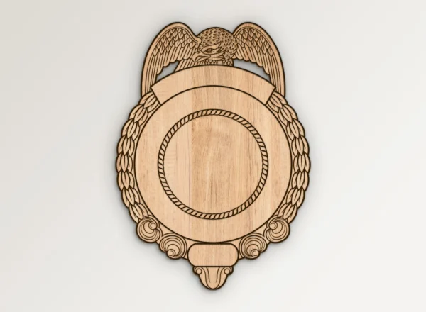 Blank Eagle Topped Police Badge v26 SVG Vector911