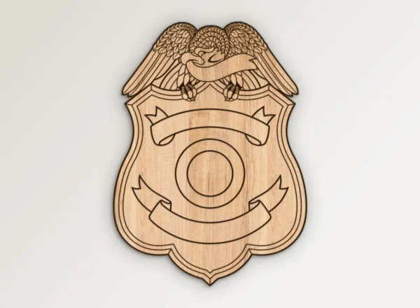 Blank Eagle Topped Shield Badge v21 SVG Vector911