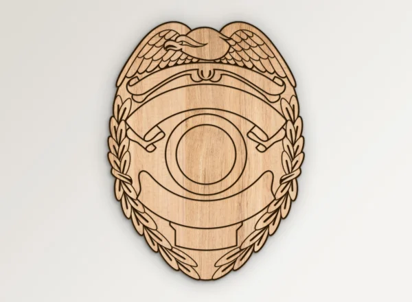 Blank Eagle Topped Police Badge Design v39 SVG Vector911