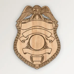 Blank Eagle Topped Police Badge v4 SVG Vector911