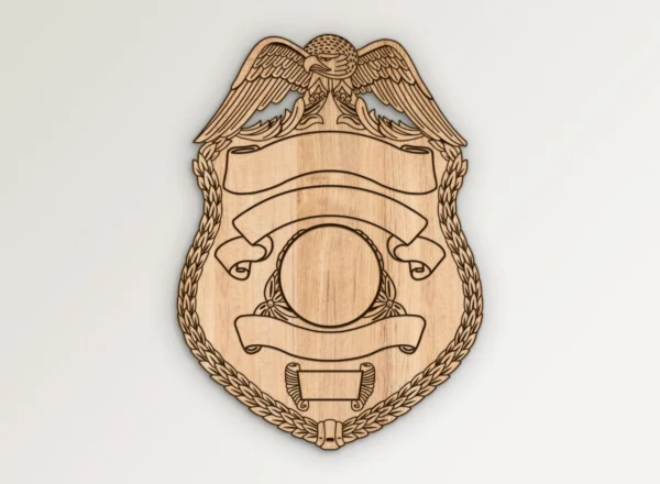 Blank Eagle Topped Police Badge v4 SVG Vector911