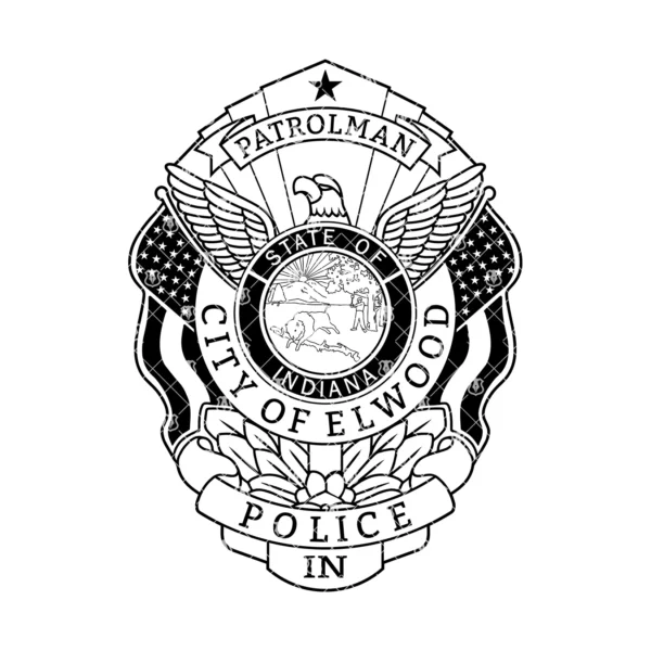 Elwood Indiana Police Patrolman Badge - Image 2