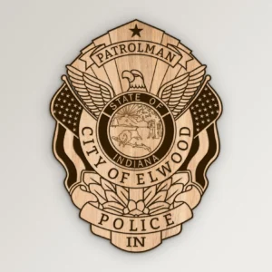 Elwood Indiana Police Patrolman Badge – Vector911