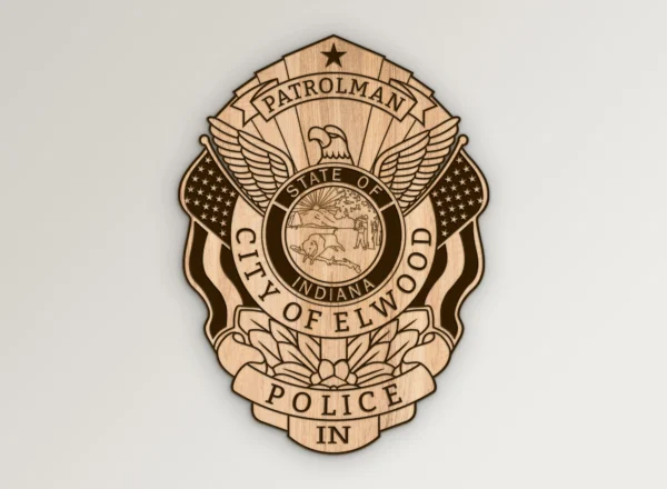 Elwood Indiana Police Patrolman Badge SVG Vector911