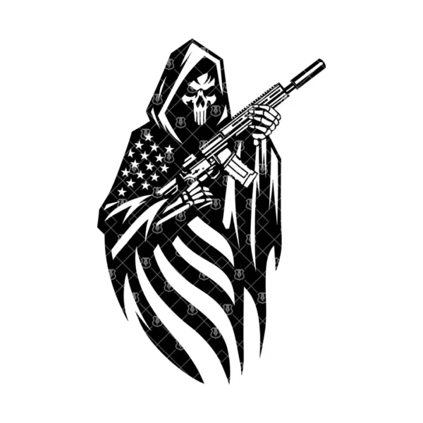 American Grim Reaper Rifle Flag Graphic - Image 2