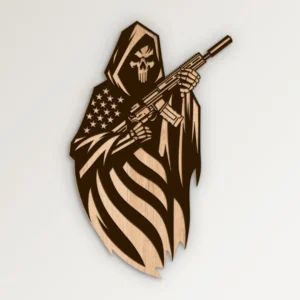 American Grim Reaper Flag Rifle Skull Graphic SVG Vector911