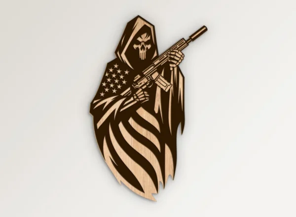 American Grim Reaper Flag Rifle Skull Graphic SVG Vector911