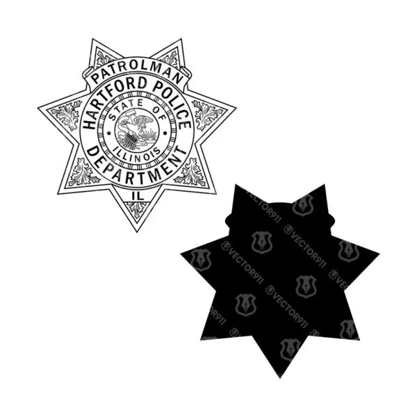 Hartford Illinois Police Patrolman Badge - Image 3