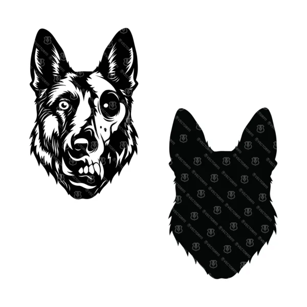 K9 Police Dog Head Half Skull Graphic - Image 3