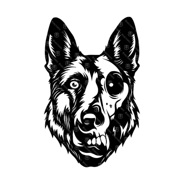 K9 Police Dog Head Half Skull Graphic - Image 2