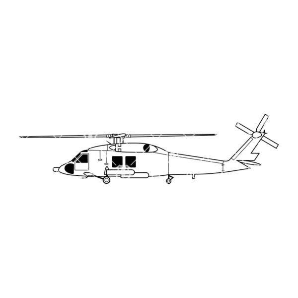 Sikorsky MH-60 Jayhawk Helicopter Side Profile Outline - Image 2