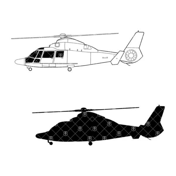 MH-65 Dolphin Helicopter Side Profile Outline - Image 3