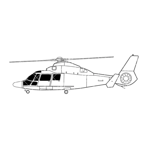 MH-65 Dolphin Helicopter Side Profile Outline - Image 2