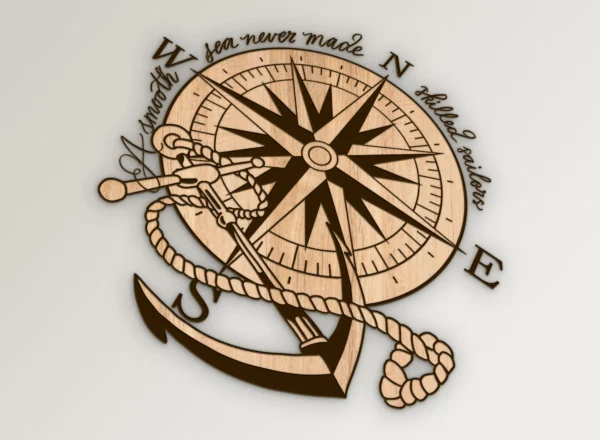 Nautical Compass Rose Anchor SVG Vector911