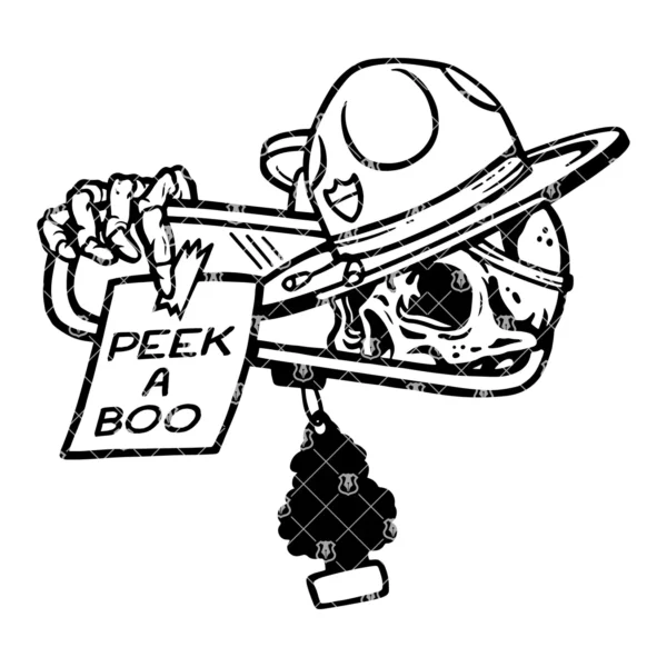 Highway Patrol Skull Funny Peek a Boo Trooper Graphic - Image 2