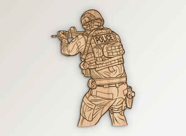 Tactical Police Office Shooting Stance Outline SVG Vector911