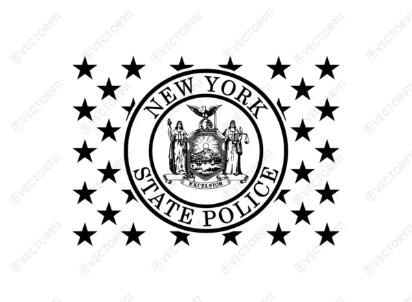 New York State Police Seal American Flag Union SVG Vector911