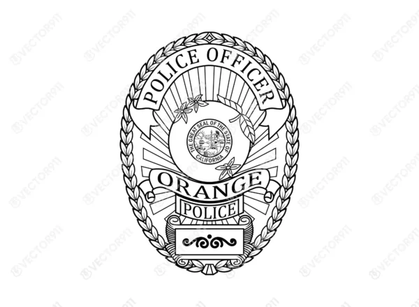 Orange California Police Officer Badge SVG Vector911