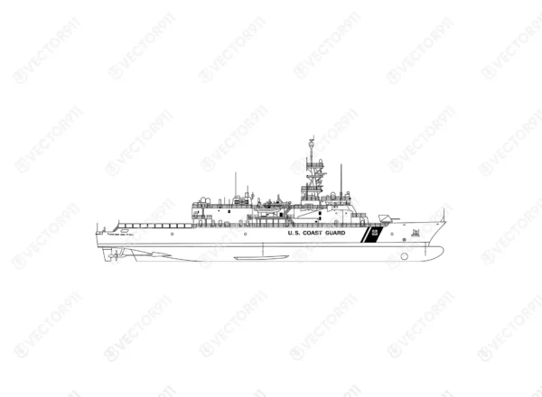 Coast Guard USCG Offshore Patrol Cutter OPC Side Profile Outline SVG Vector911