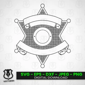 Blank 6 Point Sheriff Star Badge V11 SVG vector files Vector911