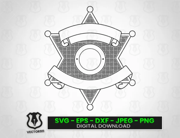 Blank 6 Point Sheriff Star Badge V11 SVG vector files Vector911