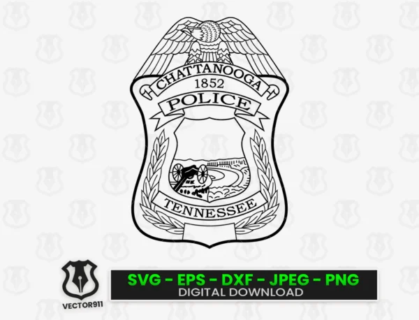 Chattanooga Tennessee Police Department Badge SVG vector files Vector911