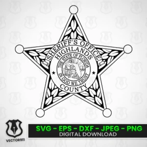 Highlands County Florida Sheriff's Office Star Badge SVG vector files Vector911