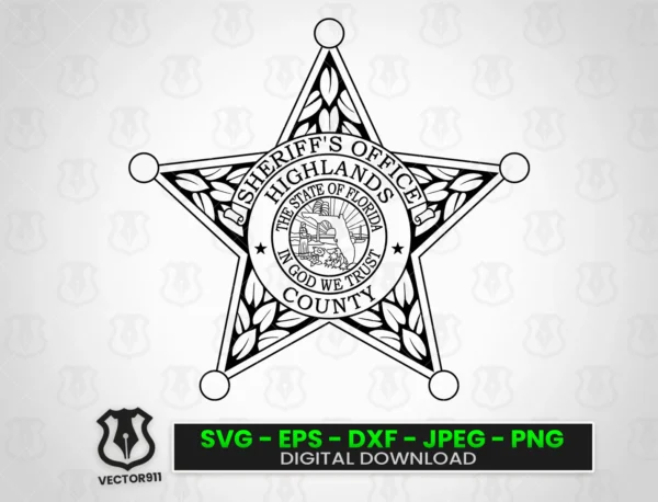 Highlands County Florida Sheriff's Office Star Badge SVG vector files Vector911