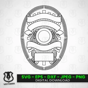 Blank Oval Shaped Police Badge With Banners V21 SVG vector files Vector911