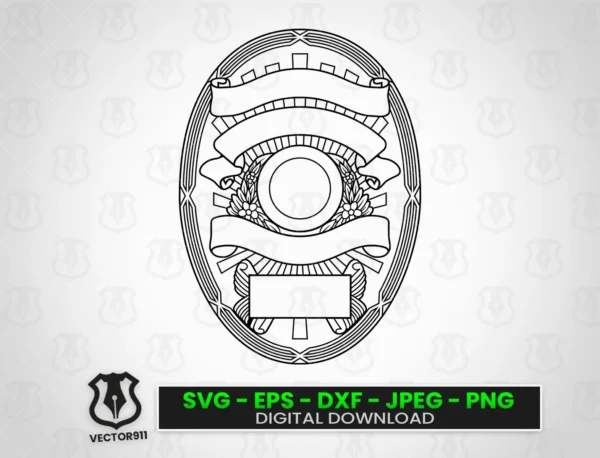 Blank Oval Shaped Police Badge With Banners V21 SVG vector files Vector911