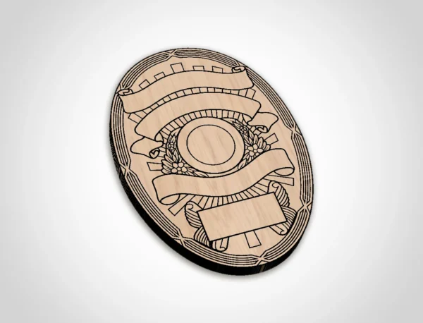 Blank Oval Shaped Police Badge With Banners v21 - Image 2
