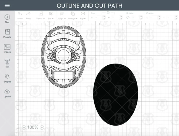 Blank Oval Shaped Police Badge With Banners v21 - Image 3