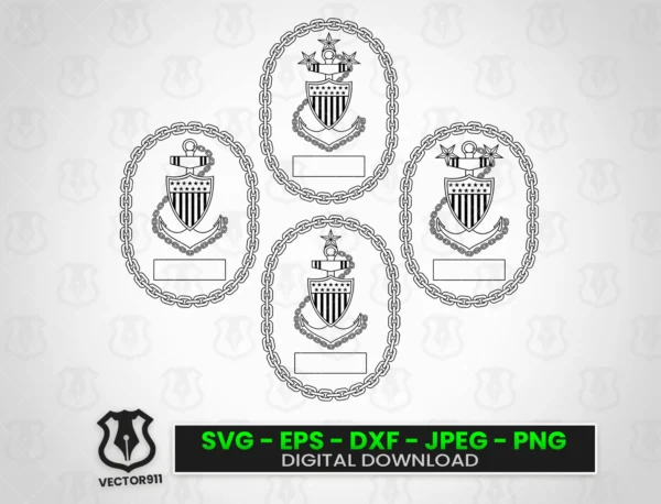 Coast Guard USCG Senior Enlisted Leader Identification Command Chief Badges SVG vector files Vector911