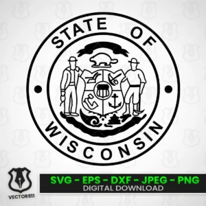 State Seal of Wisconsin Simple Design SVG vector files Vector911