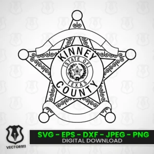 Kinney County Texas Sheriff Star Badge SVG vector Vector911