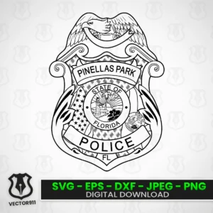 Pinellas Park Florida Police Department Badge SVG vector files Vector911