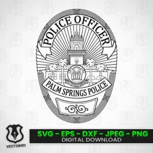 Palm Springs CA Police Officer Badge SVG vector files Vector911