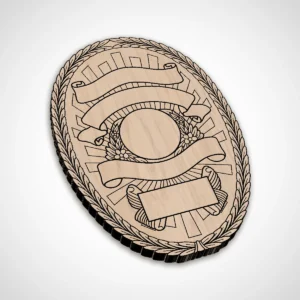 Alternative view of Blank Oval Shaped Police Badge With Banners v22