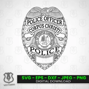 Corpus Christi Texas Police Officer Badge SVG Vector