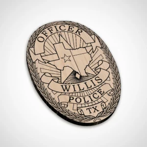 Alternative view of Willis Texas Police Officer Badge