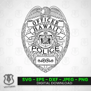 Hawaii Police Officer Badge svg vector files vector911